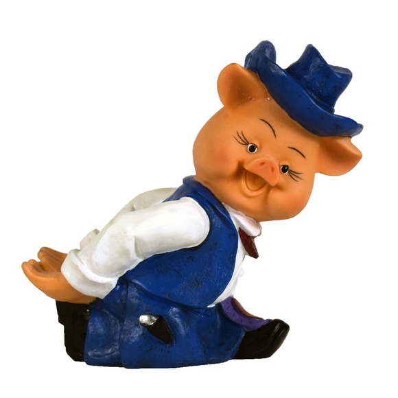 NEW Pig in Blue Whiskey Bottle Holder. Excellent Gift - Picture 4 of 8